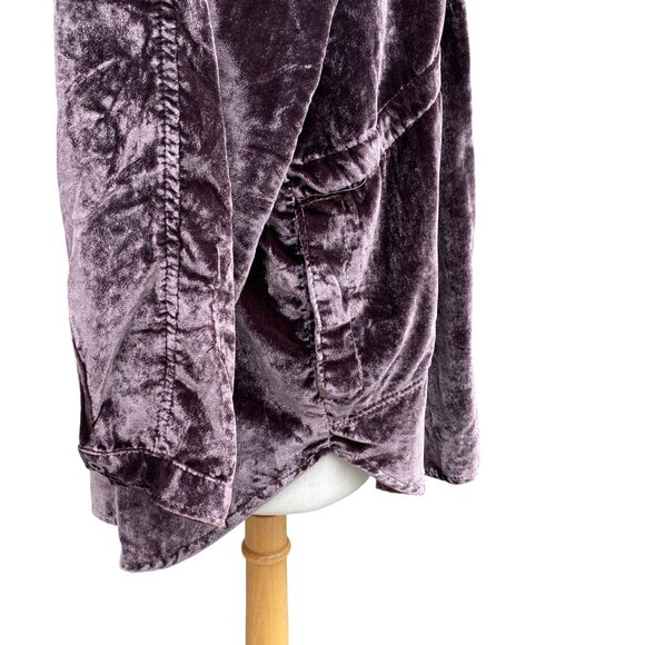 We The Free Summer Dream Velvet Whimsigoth Shirt Sz XS Brown Button Oversized - Picture 11 of 16